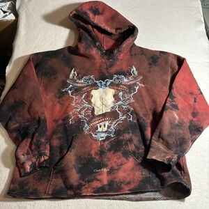 Civil‎ Regime Hoodie Mens Large Red Black Tie Dye Rebel Youth Crash Burn Graphic